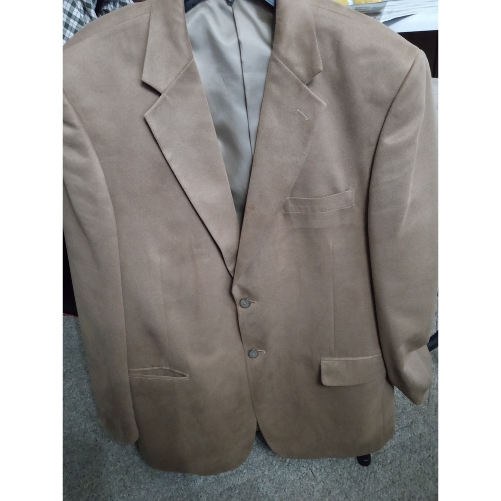 Bert Pulitzer Supra Suede Blazer Mens 46 Long Tan Camel Faux Suede‎ Sport Coat
